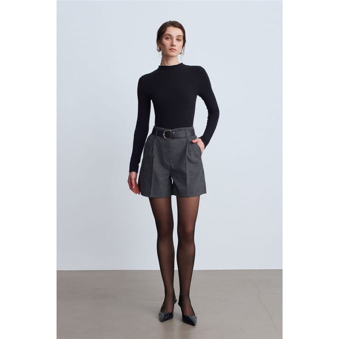 Hoog-Waist Broek met Ceintuur en Wijde Pijpen
