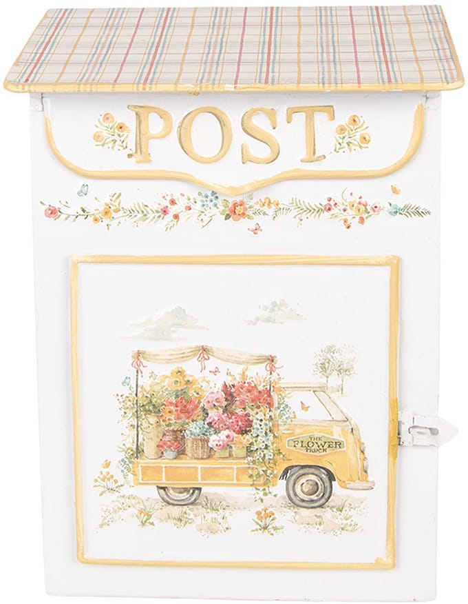 Clayre & Eef Brievenbus 23x13x32 cm Wit Metaal