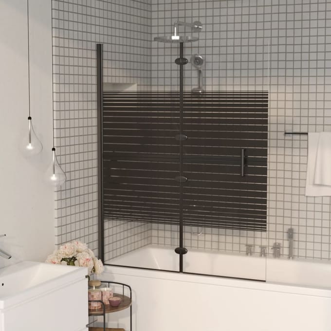 vidaXL - Douchewand - inklapbaar - 120x140 - cm - ESG - zwart