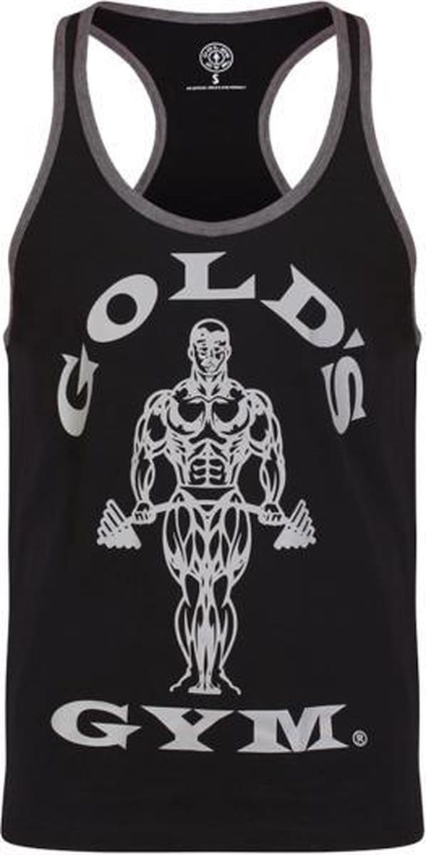 GGVST004 Muscle Joe Contrast Vest - Black/Grey Marl - S