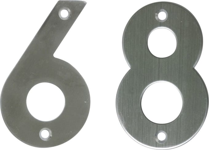 AMIG Huisnummer 68 - massief Inox RVS - 10cm - incl. bijpassende schroeven - zilver