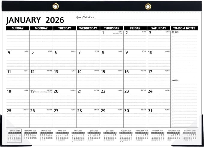 Bureaukalender 2026-2027 - 18 Maanden Overzicht - Middelgroot Formaat Zwart
