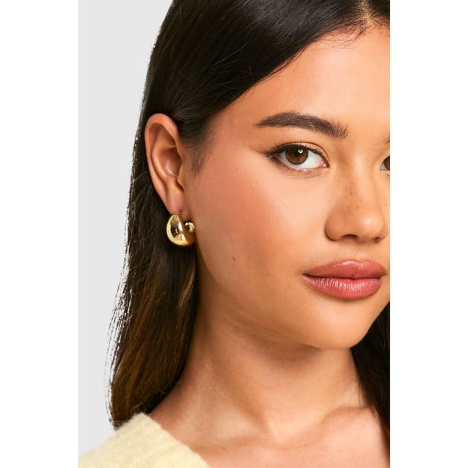 boohoo Dames Mini Chunky Hoep Oorbellen | Gold