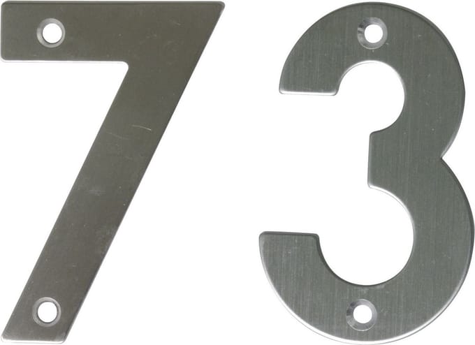 AMIG Huisnummer 73 - massief Inox RVS - 10cm - incl. bijpassende schroeven - zilver