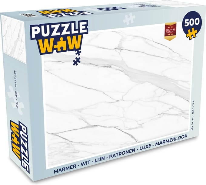 Puzzel Marmer - Wit - Lijn - Patronen - Luxe - Marmerlook - Legpuzzel - Puzzel 500 stukjes