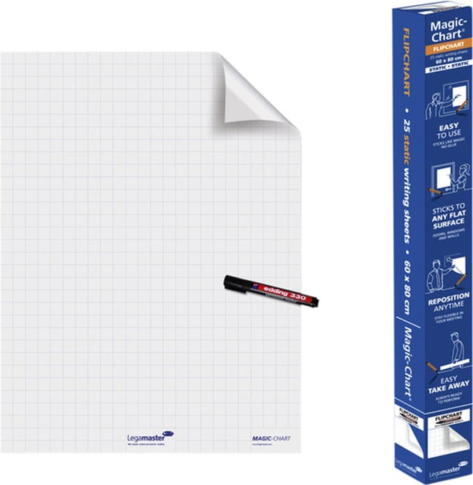 Magic-Chart Legamaster flipchart 60x80cm wit met ruit - 4 stuks