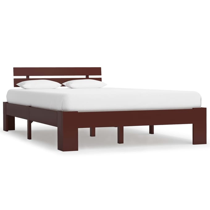 vidaXL - Bedframe - massief - grenenhout - donkerbruin - 120x200 - cm