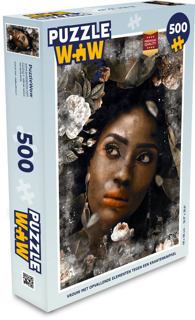 Puzzel Vrouw - Bloemen - Krant - Legpuzzel - Puzzel 500 stukjes