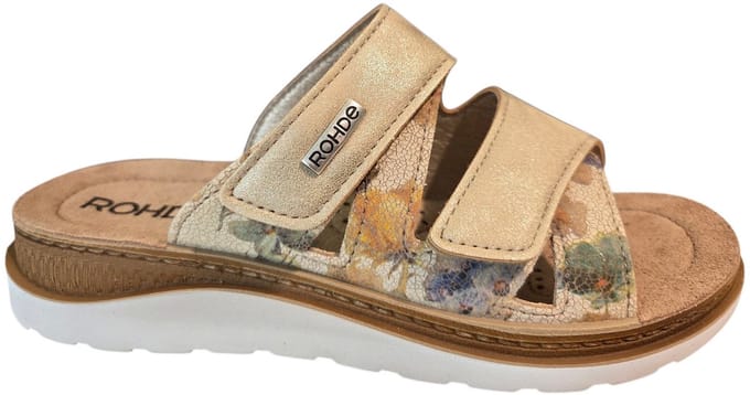 Rohde 1302 14 Slippers Beige Bloemenprint Leer Dames - Beige - 36