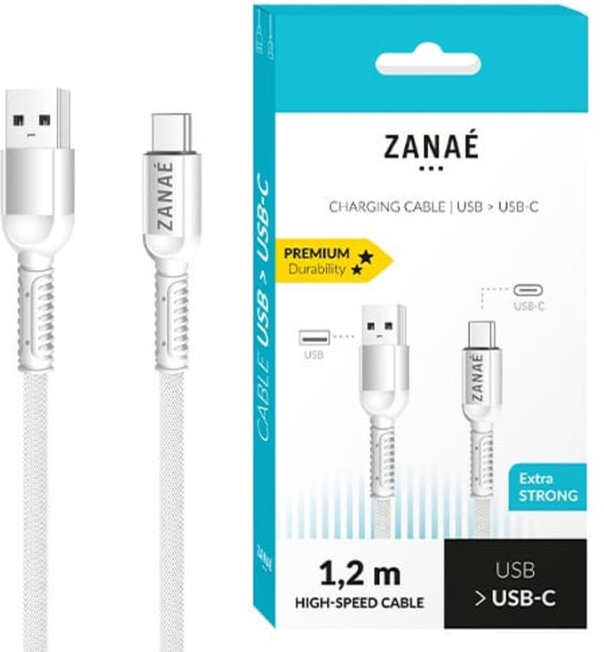 Zanaé USB-A naar USB-C Kabel 1,2 m – Wit | 10W, 2A