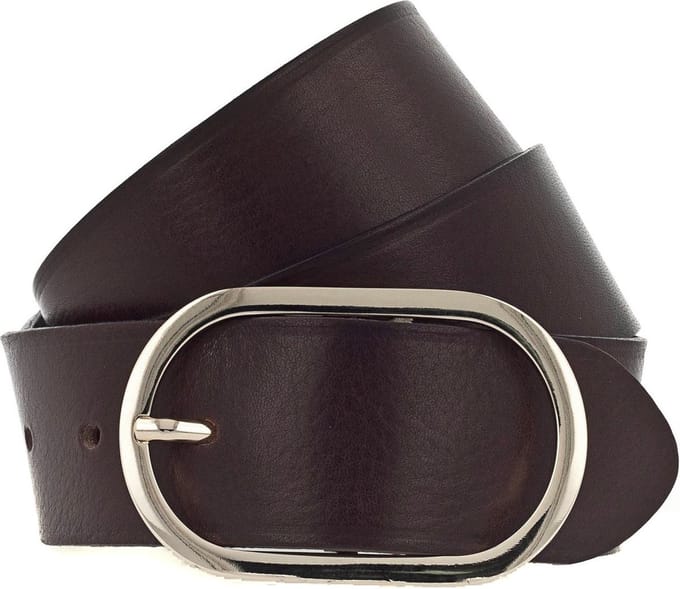 b.belt Riem Lorena Gold Ledergürtel W105 Dunkel Braun Bruine