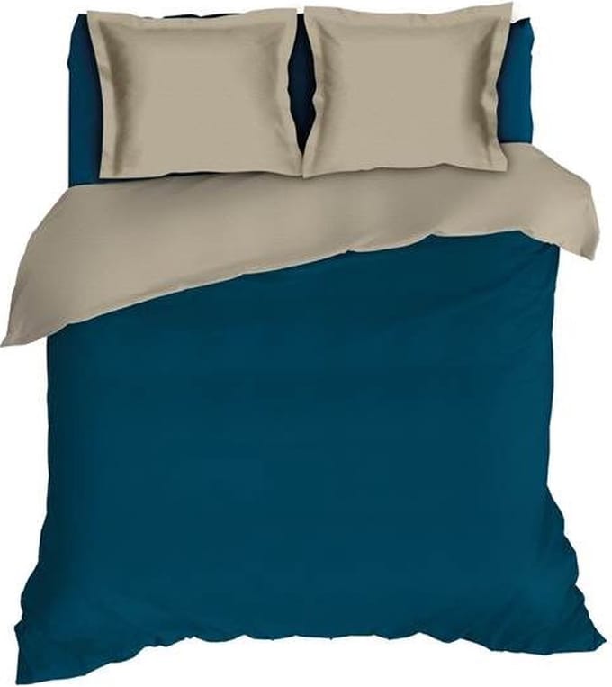 Romanette Comtesse Dekbedovertrek - Extra breed - 260x200/220 cm - Teal/Sand
