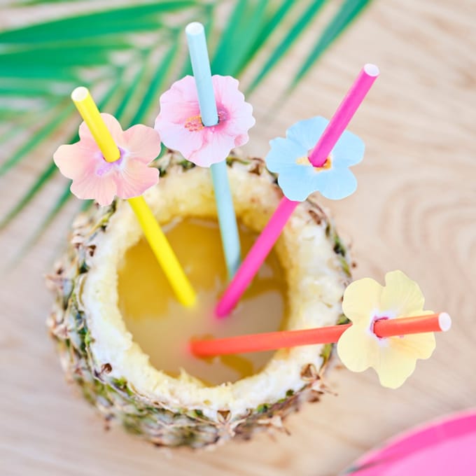 Ginger Ray - Ginger Ray - 16 papieren rietjes met Hawaiian Flower Toppers
