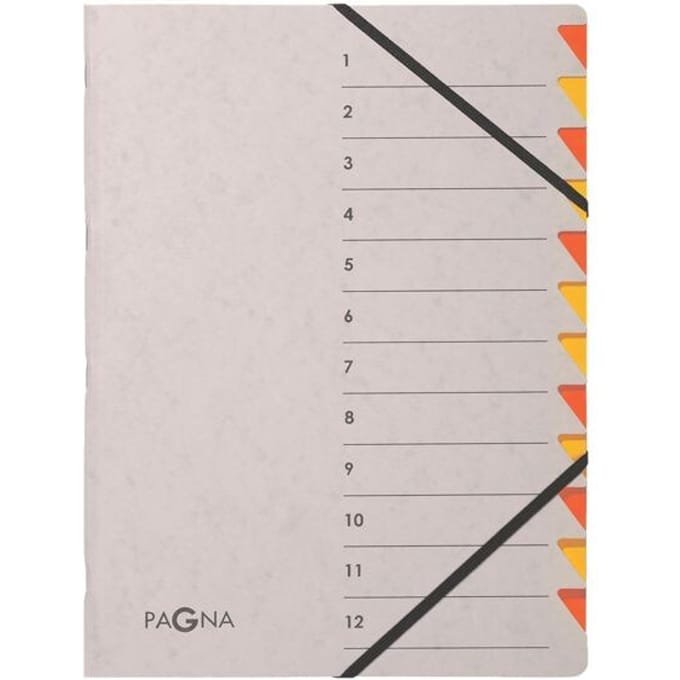 Sorteermap Pagna Easy A4 12 tabs Oranje/Geel/grijs