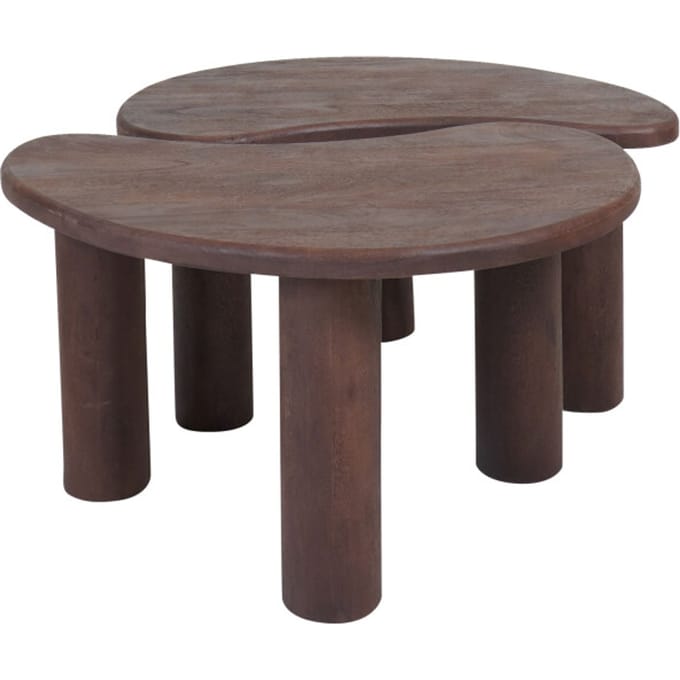 Salontafel Lina - Espresso Mangohout - Set van 2 - Organisch - Japandi