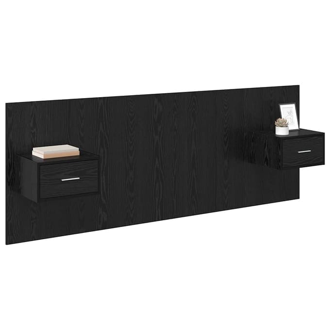 vidaXL - Hoofdeinde - Met - Kast - 3 - st - Zwart - Eiken - Bewerkt - hout