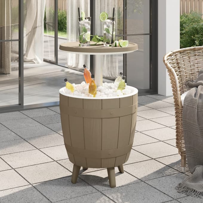 3-in-1 Tafel met IJskoeler Lichtbruin Polypropyleen