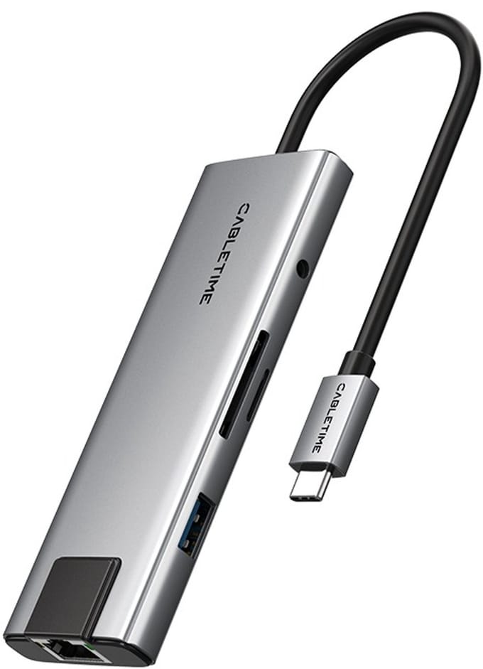Cabletime 9-in-1 USB-C Hub - HDMI 4K 60Hz - 100W PD - Ethernet - USB-A - SD/TF - Audio Jack