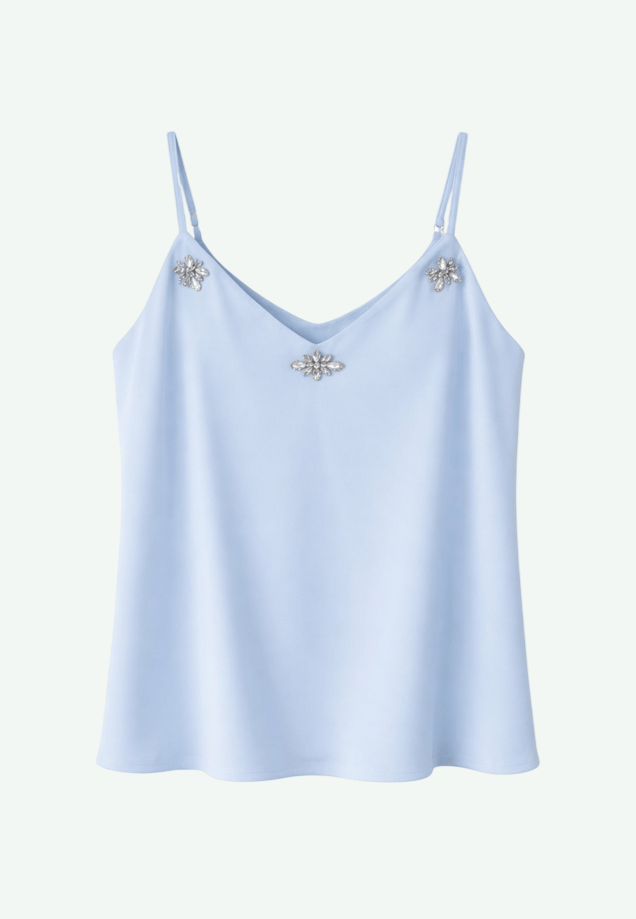 top met bandjes vrouw blauw