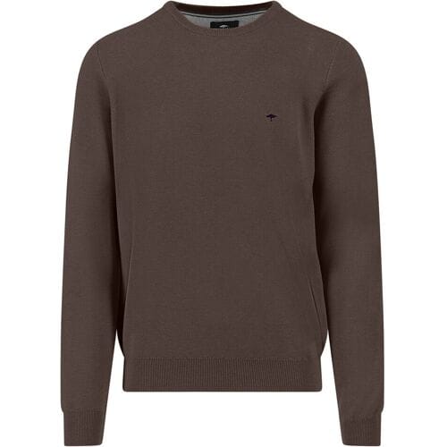 Fynch-Hatton Trui Fine Texture O-Neck Cotton Earth / male
