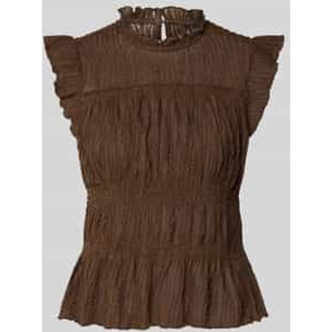 slim fit blousetop met rucheskraag model 'SHAILA'