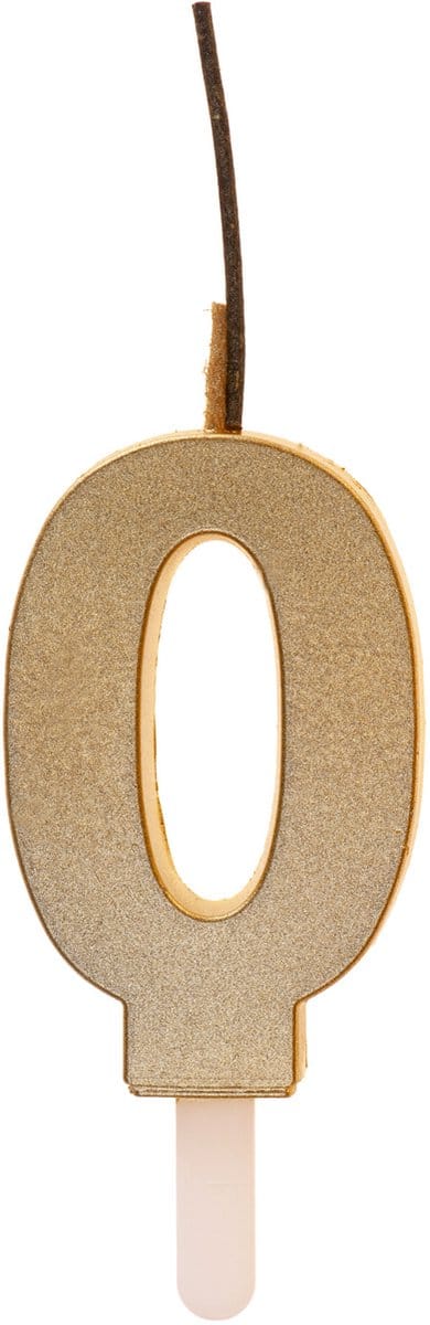Cijferkaars 0 - Goud - DUO (2 type kaarsjes) - 0-9