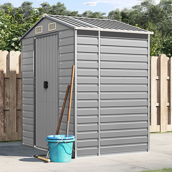 vidaXL - Tuinschuur - 191x130x198 - cm - gegalvaniseerd - staal - lichtgrijs