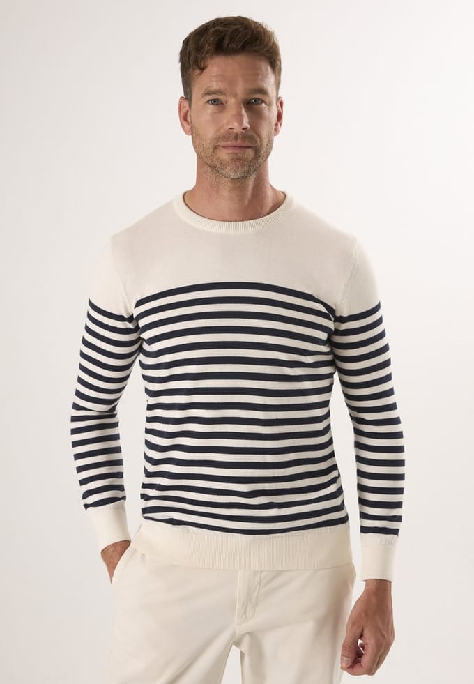 Felix Hardy Ronde Hals Trui - Pullover - Sweater - %100 Katoen Heren Ecru - M