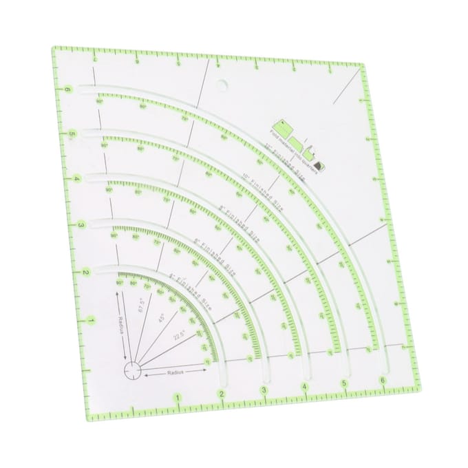 8 Inch Acryl Quiltliniaal Multifunctionele Duidelijke Bogen Waaiers Quilt Cirkelsnijder Liniaal voor beige