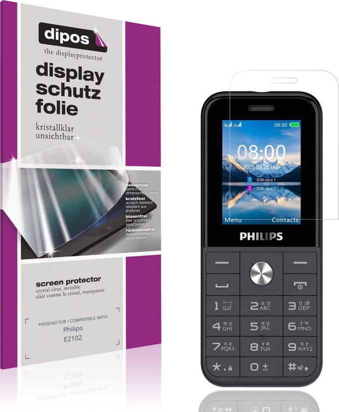 dipos – 4x Beschermfolie geschikt voor Philips E2102 | Krasbestendige & heldere Screenprotector Ultra-Thin