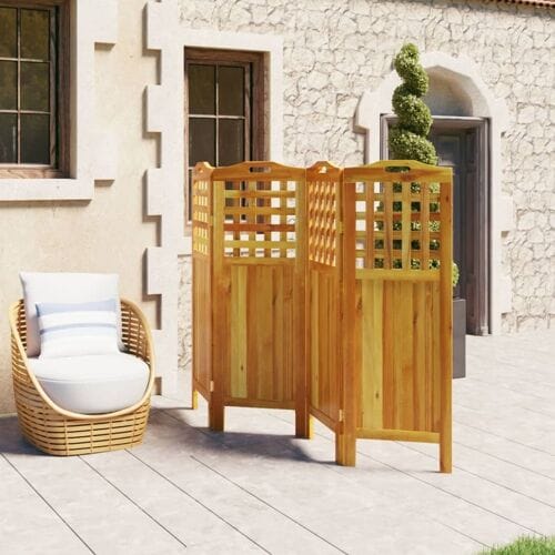 vidaXL - Kamerscherm - met - 4 - panelen - 162x2x115 - cm - massief - acaciahout