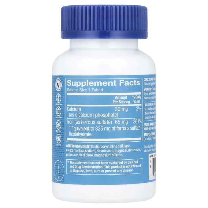 The Vitamin Shoppe, Fer, 65 mg, 100 comprimés