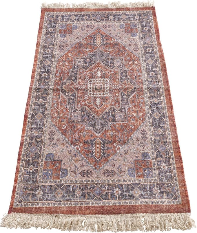 Vloerkleed - Katoen - 140x70cm - Bruin - rood - Beige