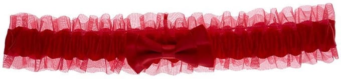 Kousenband grote maat - rood met strikje