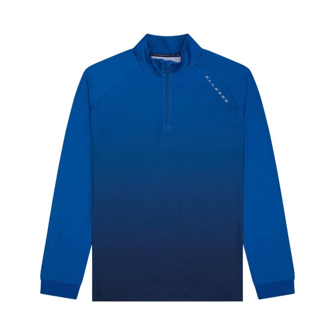 Ellesse Heren-trui met ombre-effect en halve ritssluiting (Blauw)