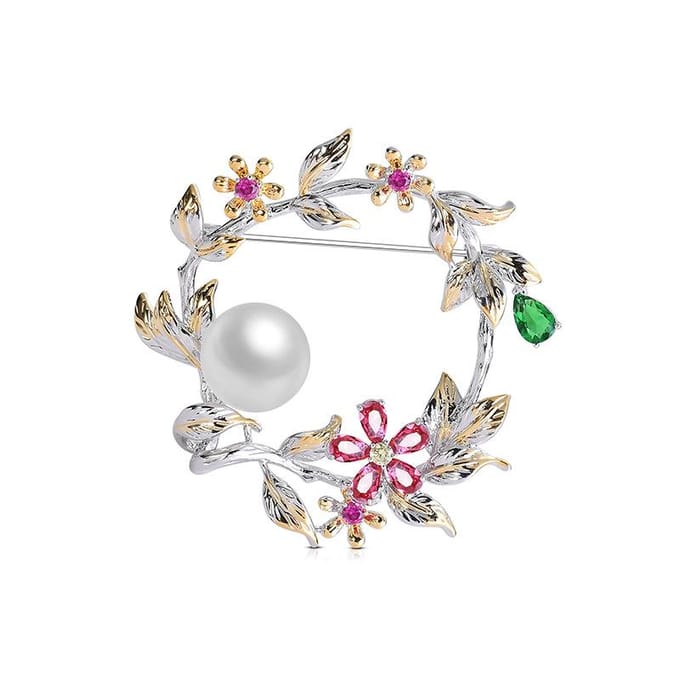 High-End Exquise Mode Persoonlijkheid Wild Creatieve Krans Parel Broche Kledingaccessoires white