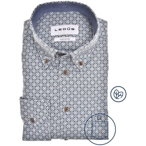 Ledûb Overhemd Elegant Vintage Style Fine Flanel Midden Blauw / male