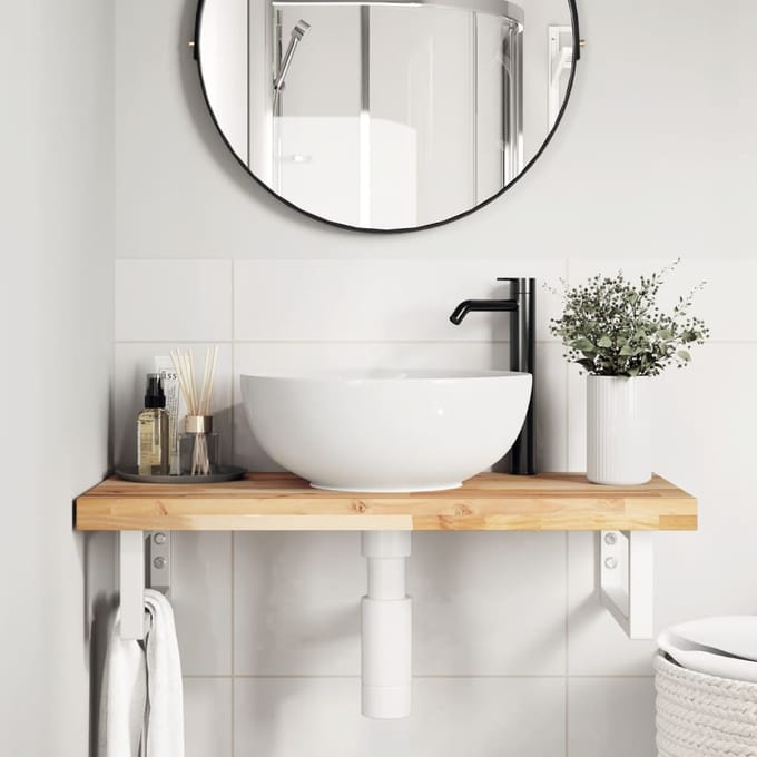 vidaXL - Badkamer - wandschap - staal - en - massief - acaciahout