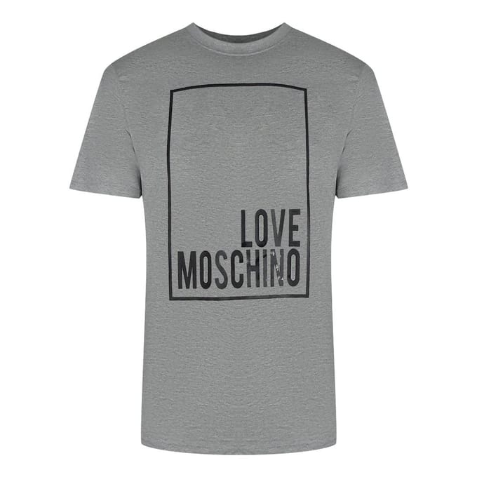 Love Moschino Heren Box Logo T-shirt (Grijs)