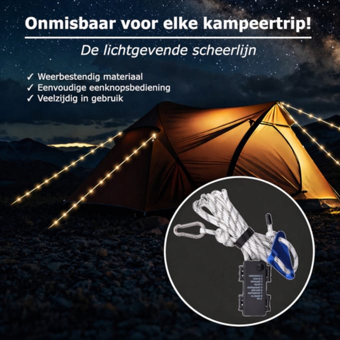 LED GlowLine Pro scheerlijn - Wit - 4 meter - 10LED/m - IP66 - Incl. batterijen
