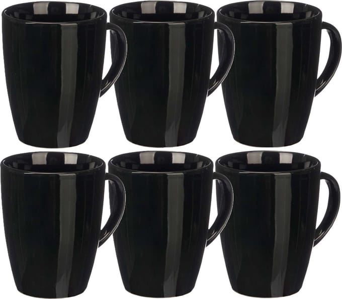 Vessia Design koffie mokken - 6x - zwart - keramiek - 330 ml
