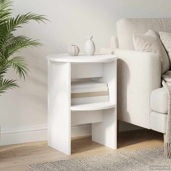 vidaXL - Bijzetkast - Wit - Ø40 - x - 50 - cm - Geconstrueerd - hout