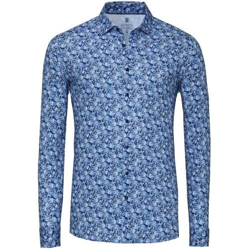 Desoto Overhemd Bold Flowers Pattern Blauw / male