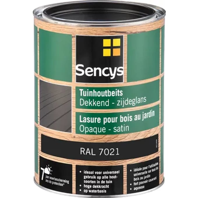 Sencys Tuinhoutbeits Dekkend Zijdeglans Ral7021 2,5l