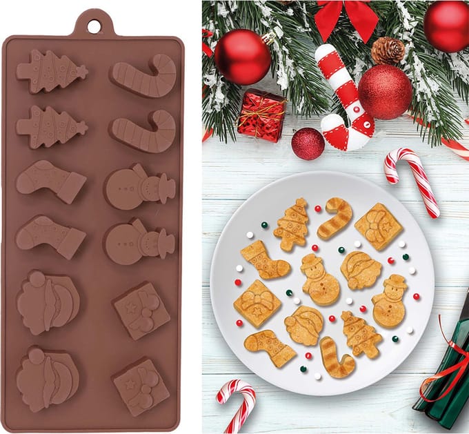 Fiestas Guirca - Siliconen koekjesvorm kleine kerst figuren - bruin