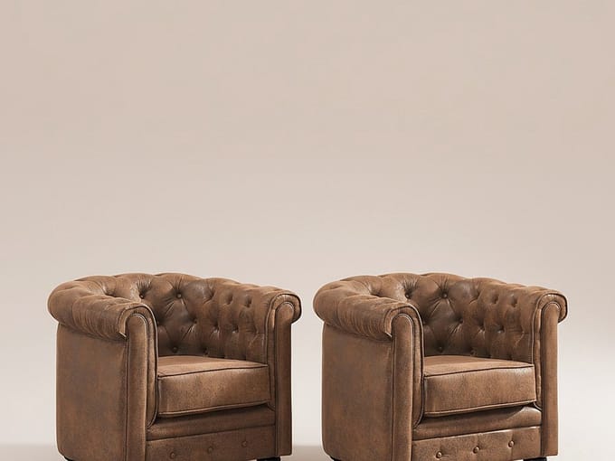 Vente-unique Set van 2 fauteuils CHESTERFIELD van microvezel met vintage look