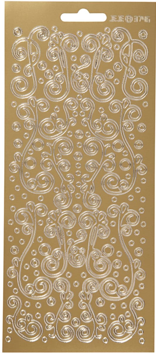 Stickers, swirl, vel 10x23 cm, goud, 1 vel