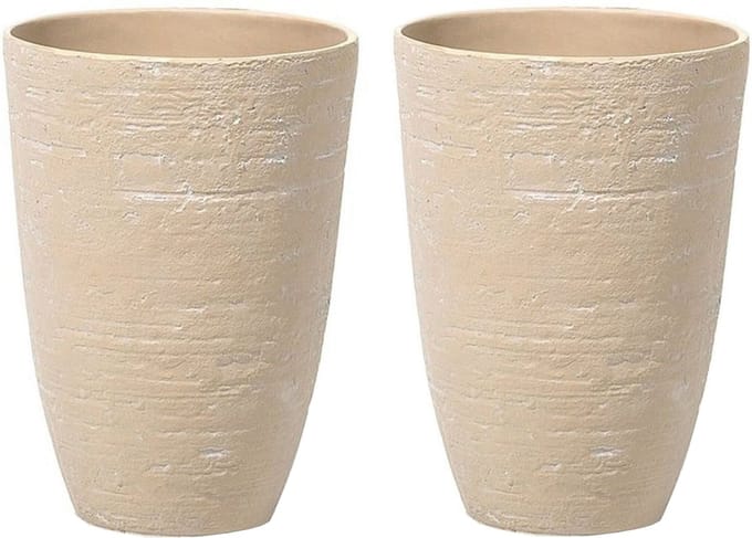 CAMIA - Bloempot set van 2 - Zandbeige - 35 cm - Stenenmix