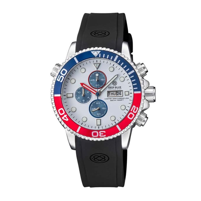 Deep Blue Master 1000 M1KUSACHRPEPWHTSTRP Chronograph Diver 45mm 20 ATM