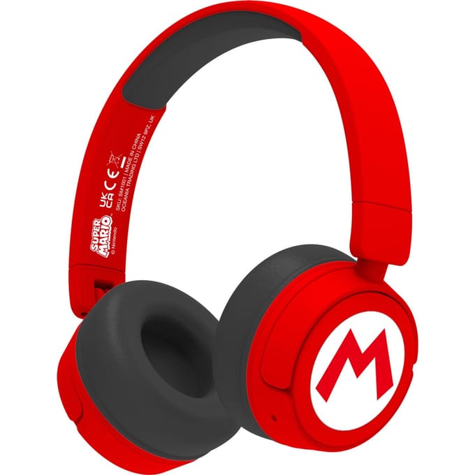 Super Mario - Mario logo - draadloze kinderkoptelefoon - volumebegrenzing - lange batterijduur - microfoon - opvouwbaar - bluetooth